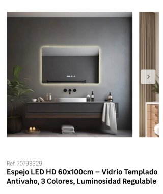 Espejo baño con luz led 60x100