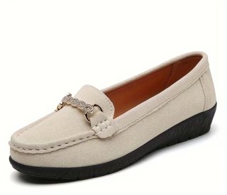 Mocasines elegantes beige mujer