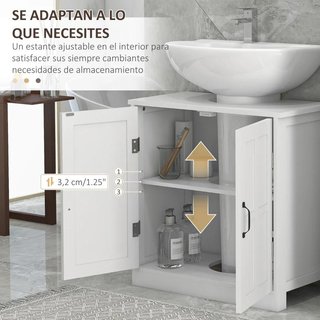 Armario Baño Bajo Lavabo 2 Puertas Estante Blanco