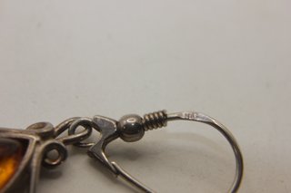 Spettacolari orecchini Vintage argento ambra Balti