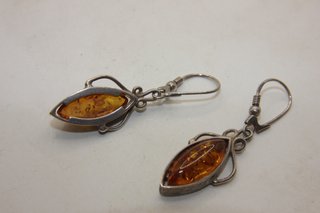 Spettacolari orecchini Vintage argento ambra Balti