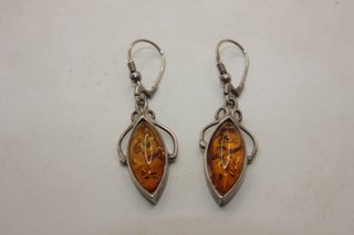 Spettacolari orecchini Vintage argento ambra Balti
