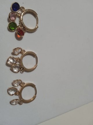 Orecchini cerchietto oro/argento con pietre donna