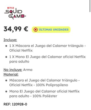 Disfraz El Juego del Calamar Funidelia Talla M-L
