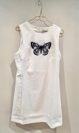 Vestido Desigual Mariposa Blanco y Negro