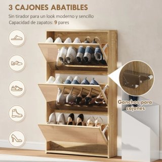 Zapatero de madera con espejo