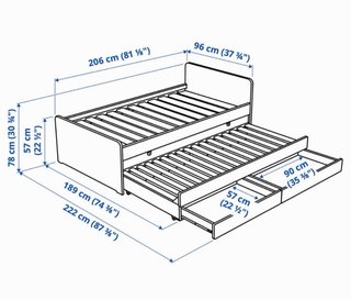 Cama nido SLÄKT Ikea blanca 90x200cm