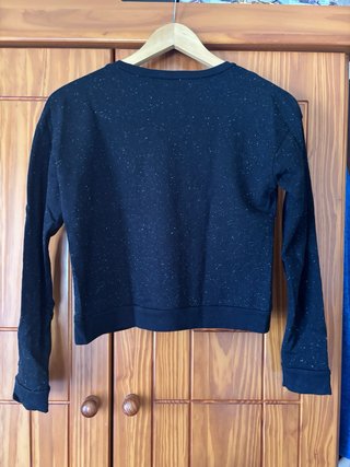 Sudadera crop negra jaspeada - Talla S
