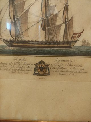 Grabado náutico siglo XVIII Fregata