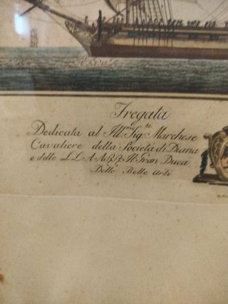 Grabado náutico siglo XVIII Fregata