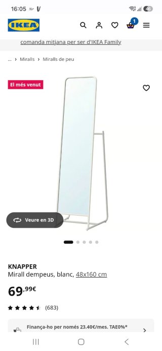 Espejo de pie knapper ikea