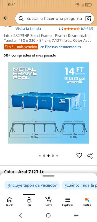 Piscina Intex Azul y Blanca