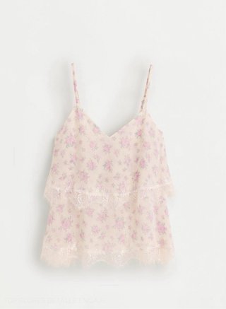 Top flores encaje Lefties Talla S nuevo mujer rosa