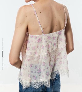 Top flores encaje Lefties Talla S nuevo mujer rosa