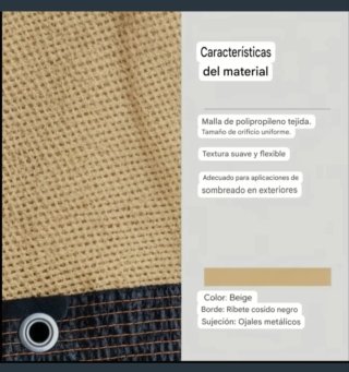 Toldo Vela Malla Rectangular 4X5 Metros