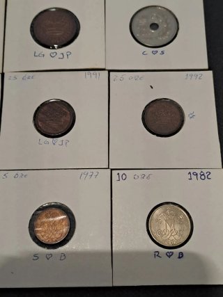 Lote Monedas Dinamarca ORE 1968-1992