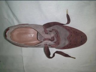 Botines piel tacón beige y marrón