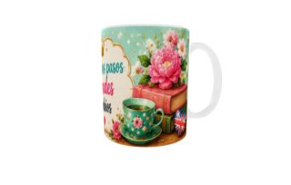 Taza cerámica bicicleta flores