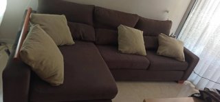 Sofá Chaiselongue Marrón Tela