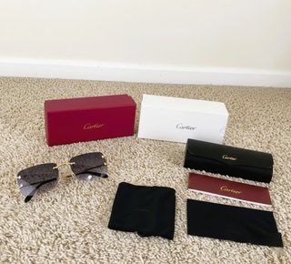 Gafas de Sol Cartier C Décor Negras y Doradas