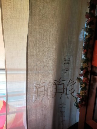 2 Cortinas panel japones bordadas con volantes