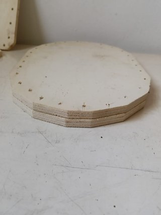 Set di 5 basi in legno multistrato per cestini e b