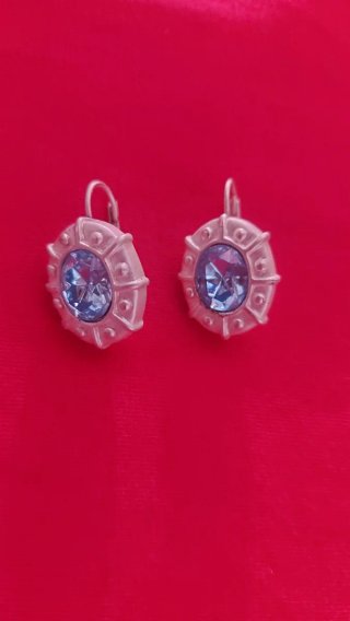 Pendientes vintage óvalo azul plata