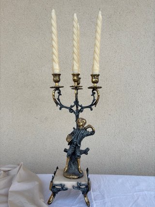 Pareja de candelabros vintage de tres brazos