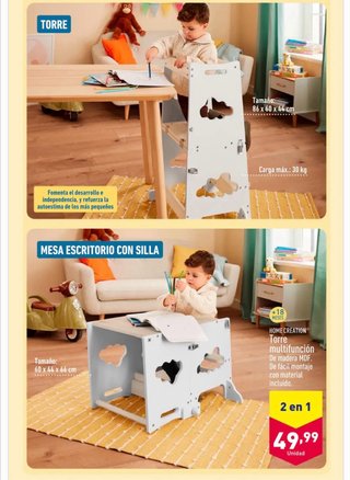 Torre aprendizaje convertible en mesa y silla