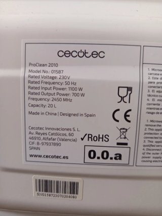 Microondas Cecotec 20L 700W