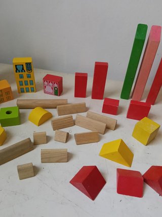 Set costruzioni legno bambini contenitore