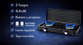 Hornillo doble portátil con parrilla