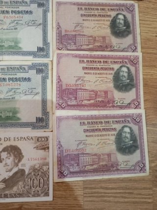 Billetes España 100 y 50 Pesetas