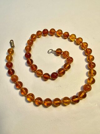Parure collana anello in ambra e argento vintage