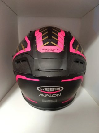 Casco de moto Caberg negro y rosa