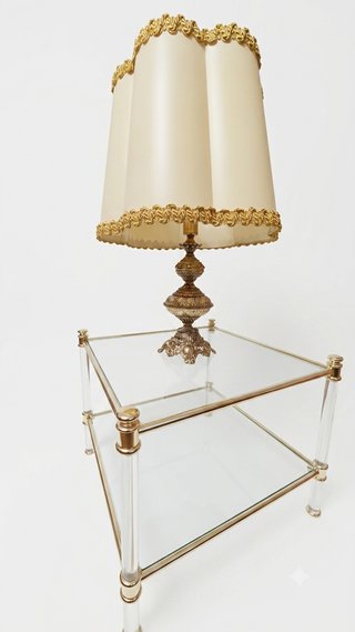 Mesa Auxiliar Cristal metacrilato oro vintage