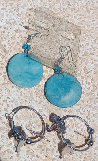 2 Pares Pendientes Vintage diferentes materiales