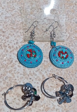 2 Pares Pendientes Vintage diferentes materiales
