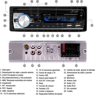 Radio Coche Bluetooth 5.0 1 DIN USB FM CENXINY