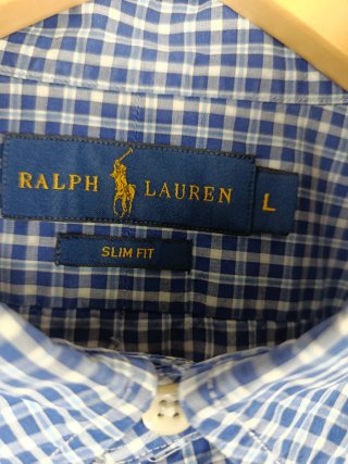 Ralph Lauren camisa manga larga azul cuadros L