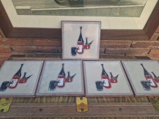 Juego de 5 posavasos antiguos