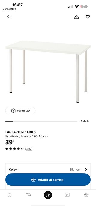 Escritorio IKEA LAGKAPTEN / ADILS 120x60