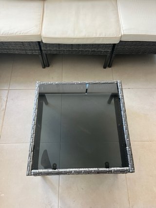 Conjunto terraza mimbre y cristal