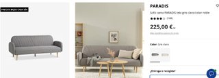 Sofá Cama Jysk Gris Tela