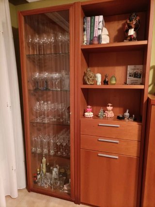 Mueble de salón con vitrina