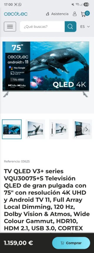 Tv cecotec 75" nuevo