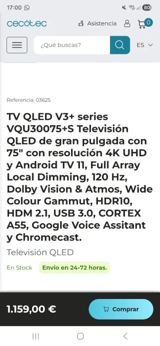 Tv cecotec 75" nuevo