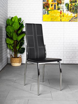 Mesa de Cristal Templado + 6 Sillas en Polipiel/Metal