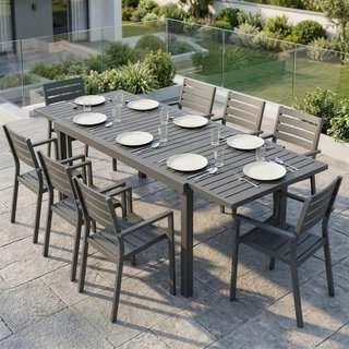Mesa Jardín Extensible Aluminio Gris 6-8 Personas