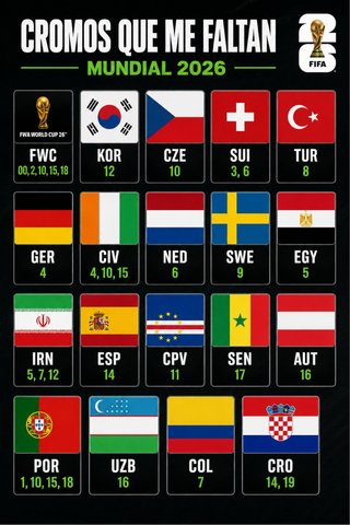 Cromos Faltantes Mundial 2026
